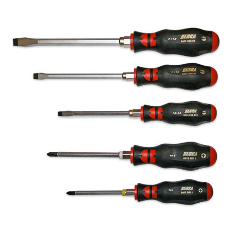 ZEBRA 3K Slotted and Phillips Head Screwdriver Set – 5 Pieces (3 Slotted and 2 Phillips Head)