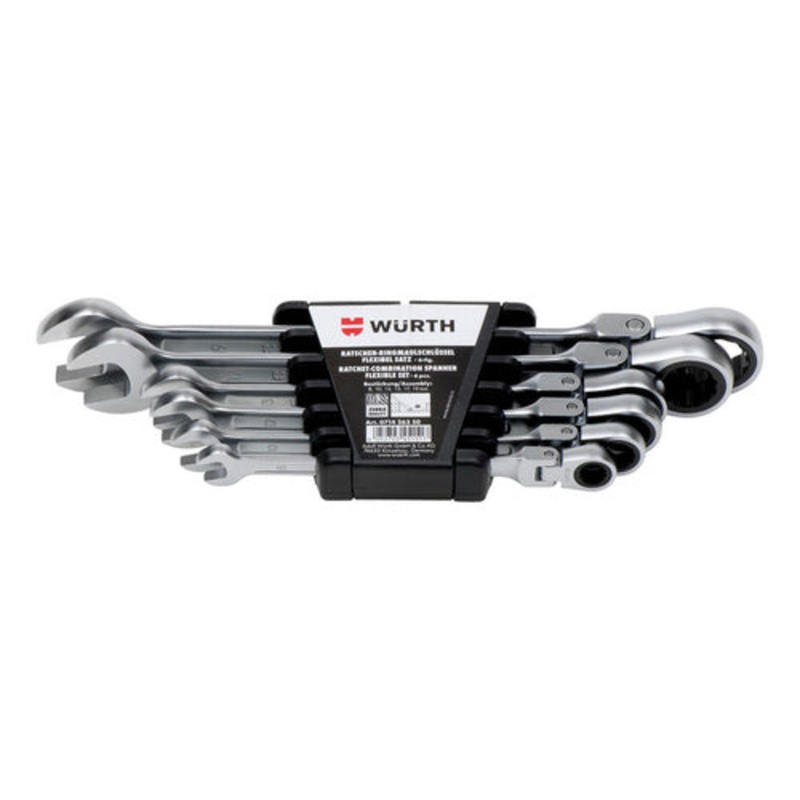 ZEBRA POWERDRIV (12-Point) Ratchet Combination Wrench Assortment – Flexible Joint (6 Pieces: 8, 10, 12, 13, 17, 19mm)