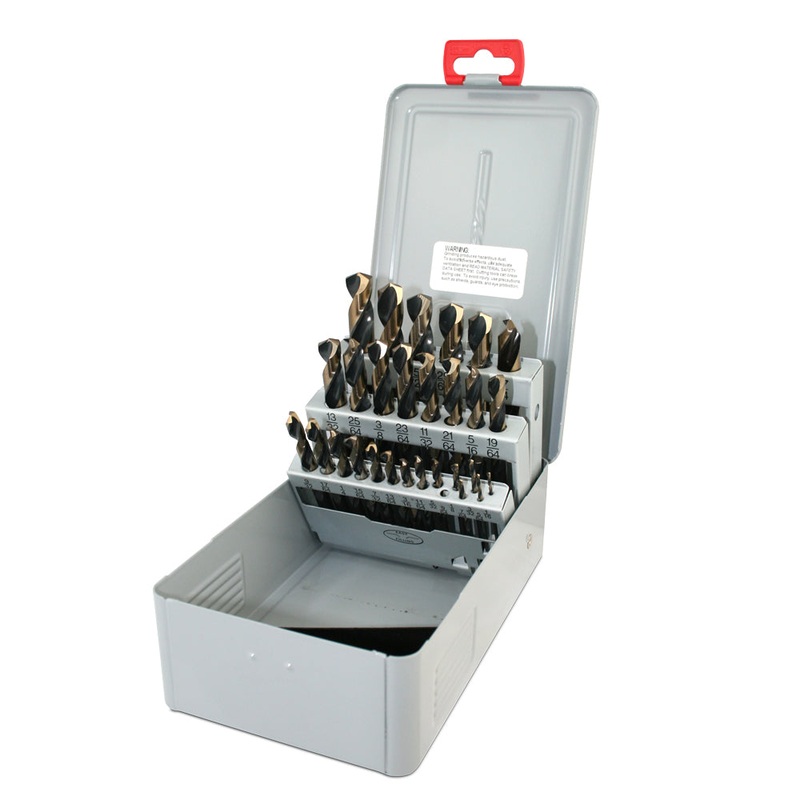 Drill Bit Set – 29 Pieces (1/16 Inch to 1/2 Inch in 1/64 Increments) 3 Flats