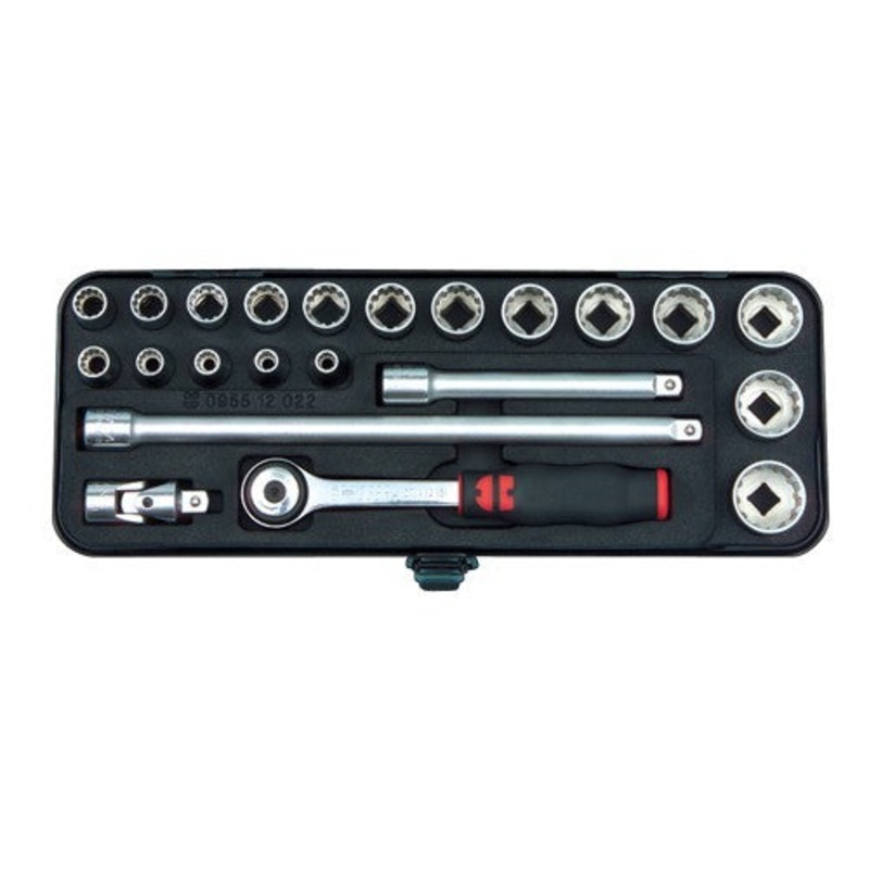 ZEBRA 3/8 Inch Multi-Socket Assortment (22 Pieces – Ratchet, Sockets and Extensions)