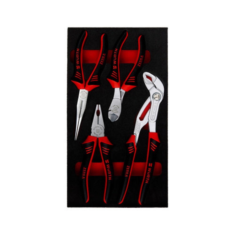 ZEBRA Pliers and Cutters Assortment (4 Piece – Combination Pliers, Water Pump Pliers, Needle Nose Pliers, Power Side Cutters)