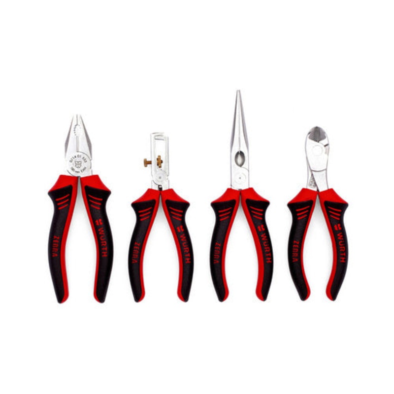 ZEBRA Pliers and Cutters Set (4 Pieces – Combination Plier, Wire Stripping Plier, Needle Nose Plier, and Power Side Cutter)