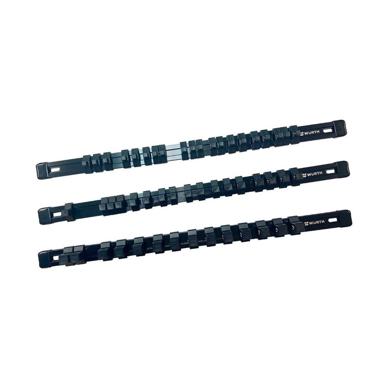 Aluminum Socket Organizer Rail Set With Rubber End Caps – Black – 3Pieces