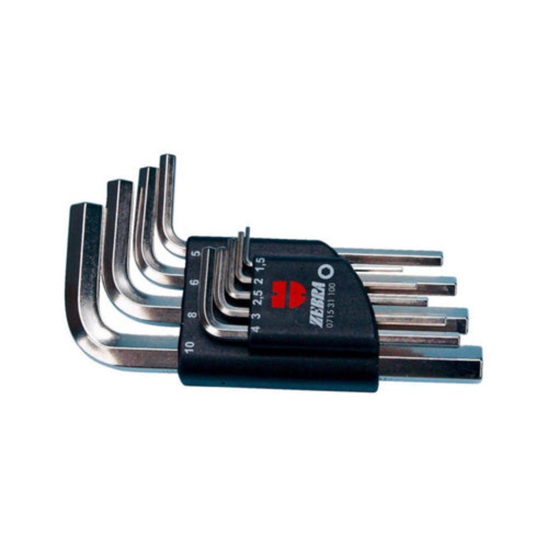 ZEBRA Allen Key Assortment with Plastic Holder – Short (10 Pieces – 1.5mm, 2mm, 2.5mm, 3mm, 4mm, 5mm, 6mm, 8mm, 10mm, 12mm)