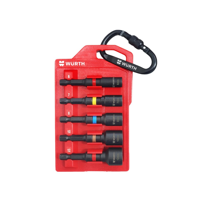 Impact Nutsetter Set, Metric With Bit Holder – 5 Piece (6mm, 7mm, 8mm,10mm & 12mm)