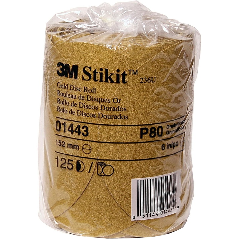 3M Stikit Gold Disc Roll, 01443, 6 in, P80A, 125 discs per roll