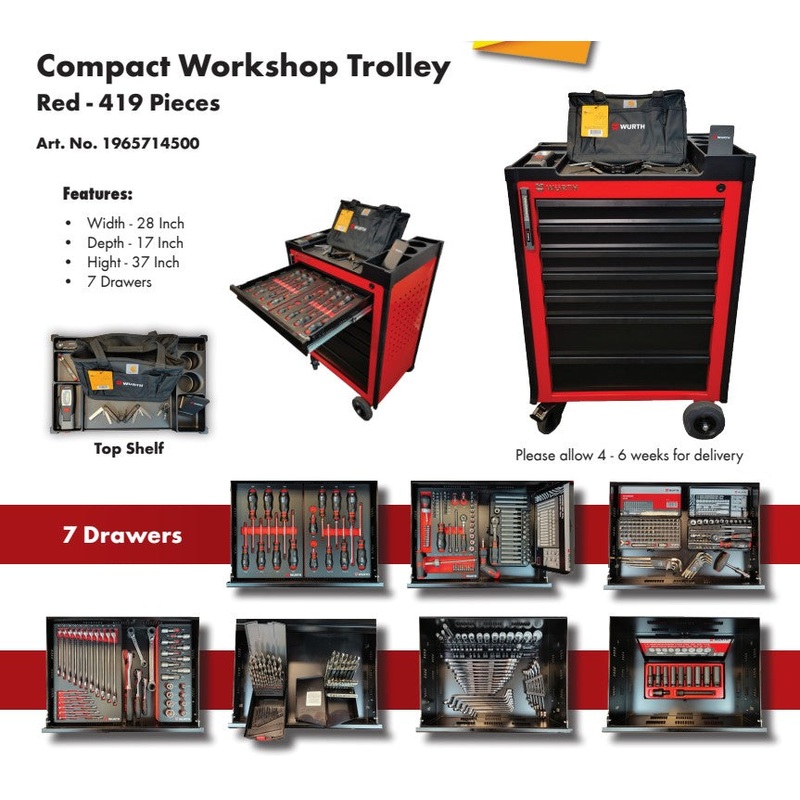 Wurth Technician Tool Kit with Tool Trolley – 419 Pieces