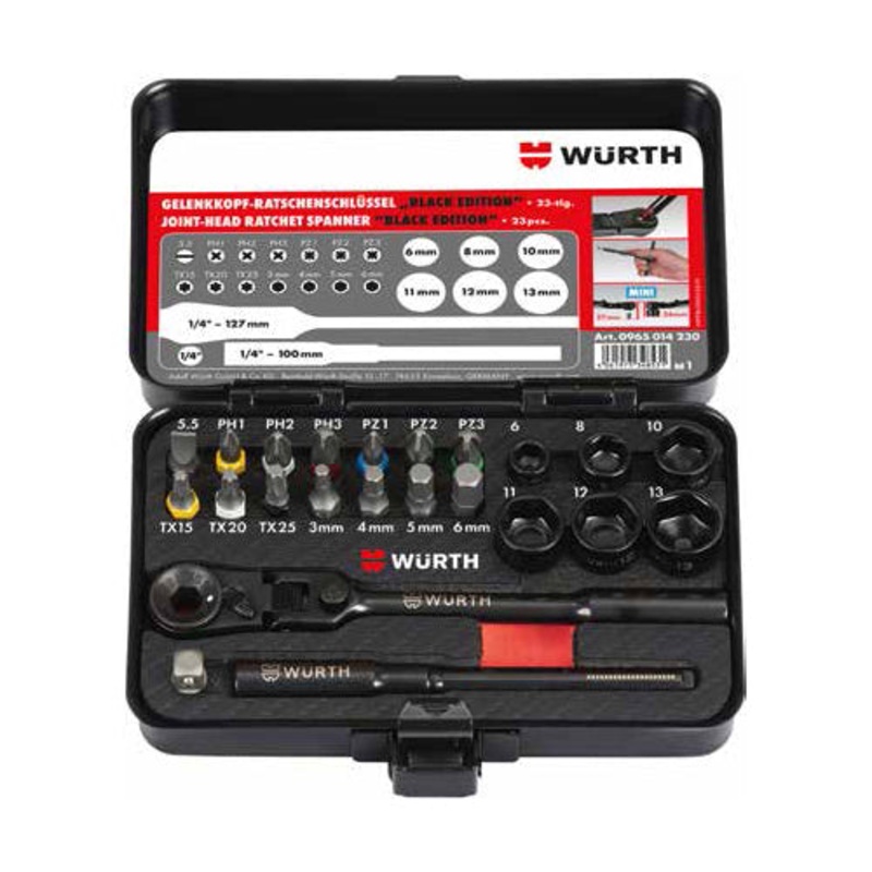 ZEBRA Jointed-Head Ratchet Spanner Assortment  inch, 23 piece set
