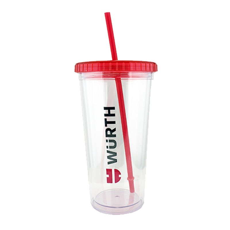 Wurth Tumbler – 20 oz with Red Lid and Straw