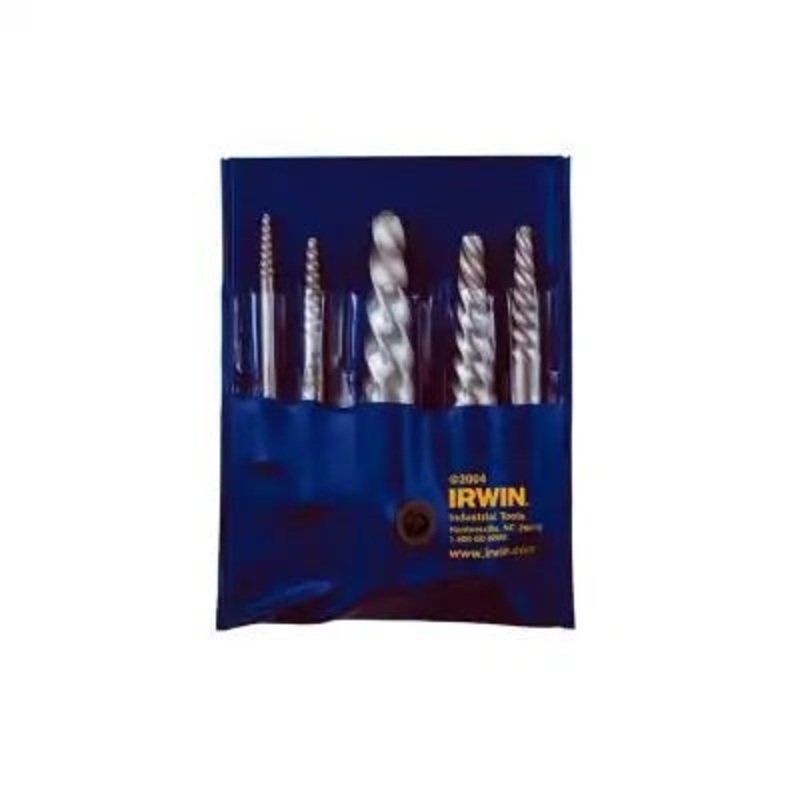 5 Pieces Spiral Flute Screw Extractor Set Carded