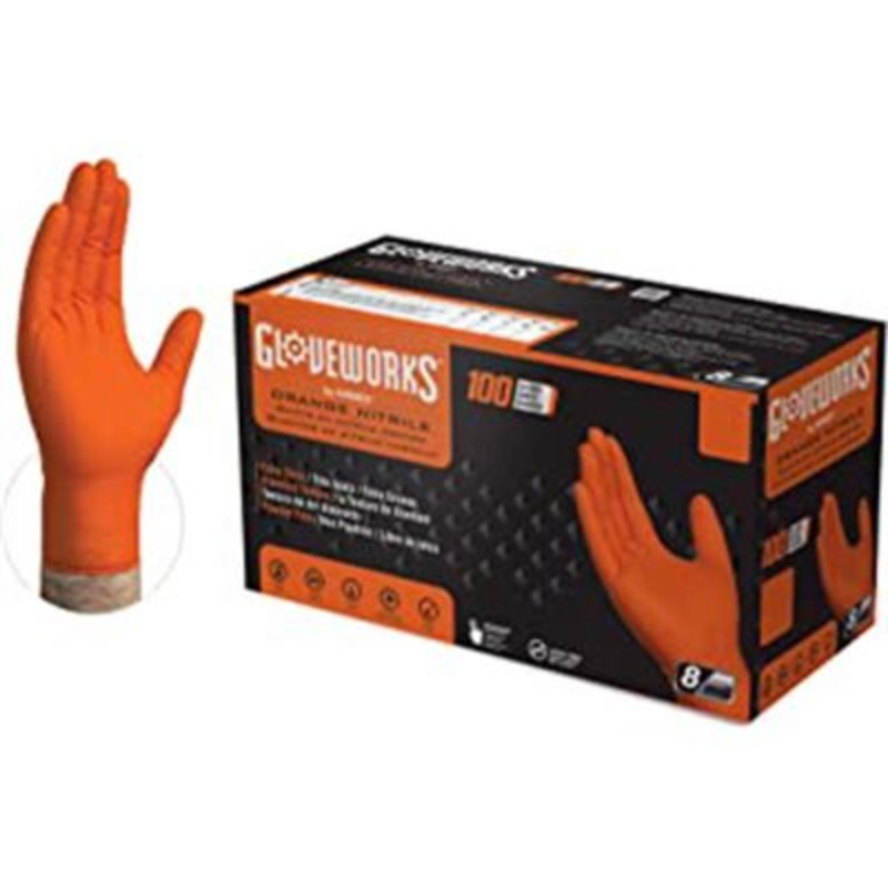 Gloveworks HD Orange Nitrile Gloves XL