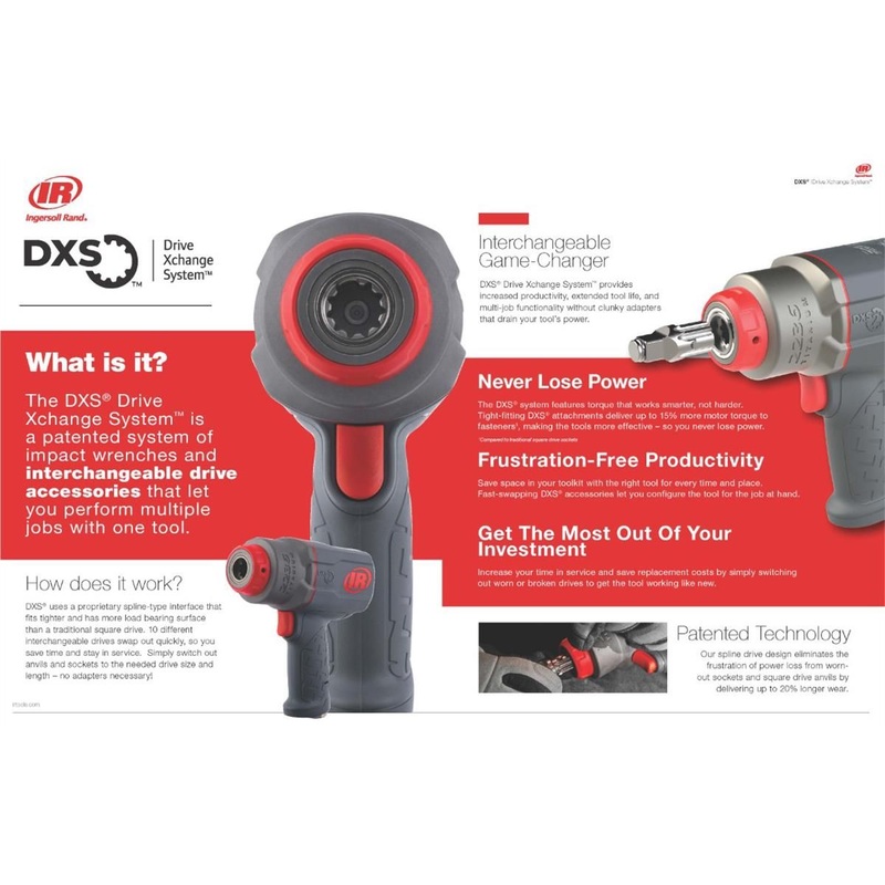 Ingersoll Rand DXS2 1/2 Air Impact Wrench, Friction Ring Retainer, Red