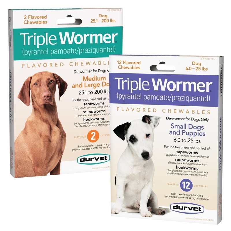Durvet Triple Wormer|2 Count Box – Medium & Large Dogs (> 25lbs)