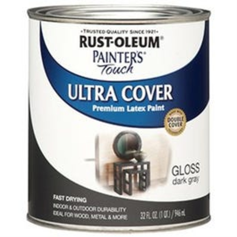 Painter’s Touch Ultra Cover Latex Paint, Dark Gray Gloss, Qt.