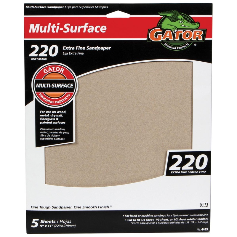 Gator’s multi-purpose aluminum oxide sandpaper  220 Grit