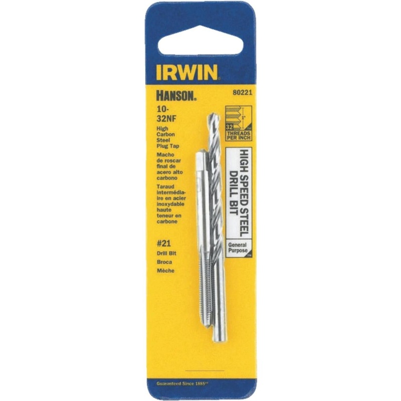 Irwin Hanson 10 – 32 NF + No. 21 Plug Tap & Drill Bit