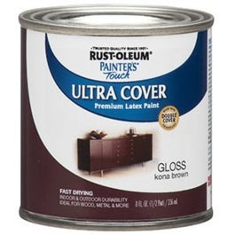 Painter’s Touch Ultra Cover Latex Paint, Kona Brown Gloss, 1/2-Pint