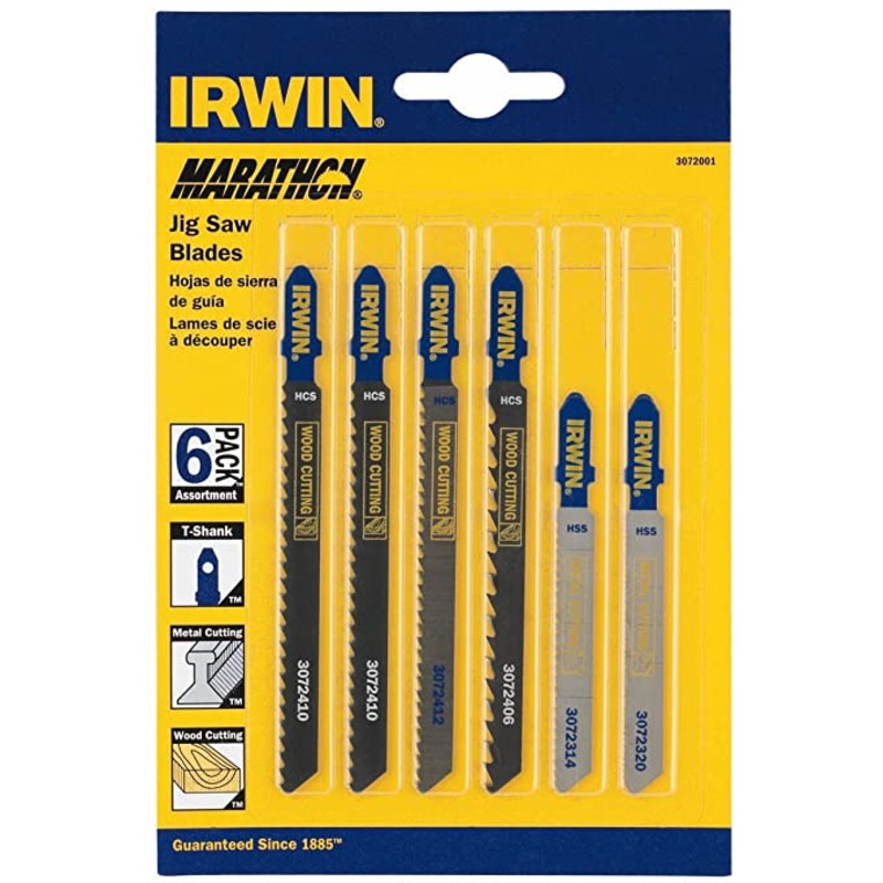 Irwin 6-Piece Assortment T-Shank Jigsaw Blade Set