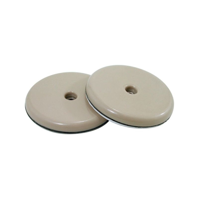 Shepherd Hardware 2-Inch Round, Adhesive Slide Glide Furniture Sliders, Beige, 4-Pack