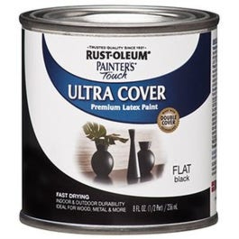 Painter’s Touch Ultra Cover Latex Paint, Flat Black, 1/2-Pint