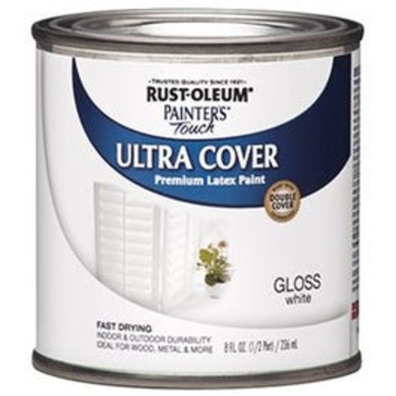 Painter’s Touch Ultra Cover Latex Paint, White Gloss, 1/2-Pt.