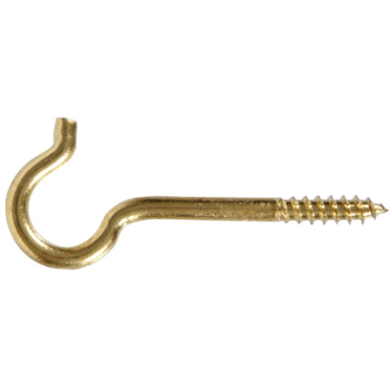 .192X3-3/8 SOLID BRASS SCREW HOOK