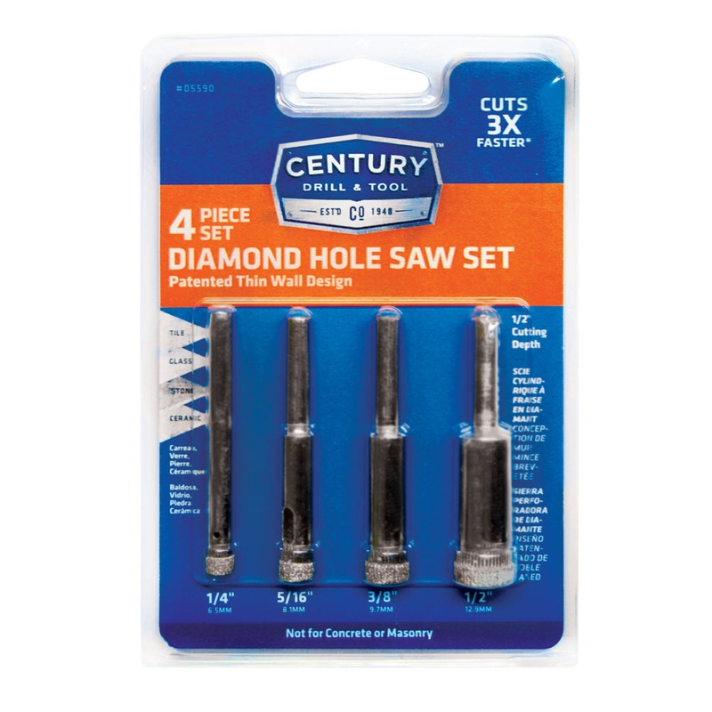 Century Drill And Tool 4 Piece Diamond Hole Saw Set