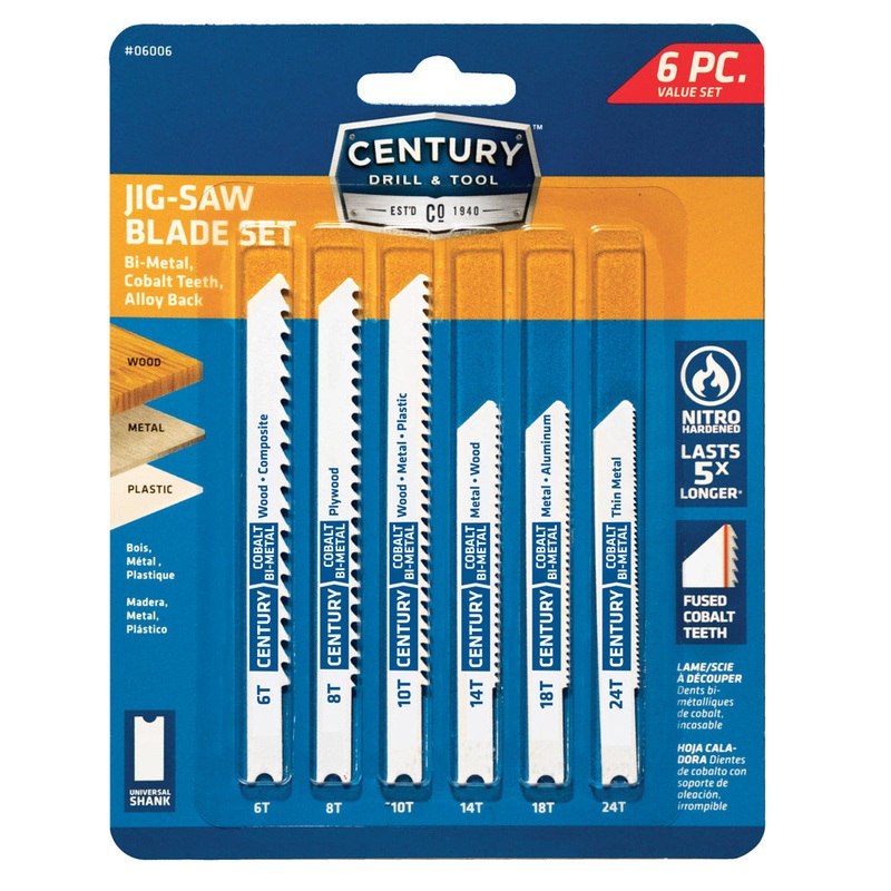 Century Drill And Tool 6 Piece Bi-Metal Jig-Saw Set