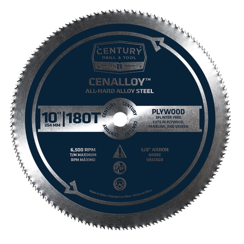 Century Drill And Tool Cenalloy Circular Saw Blade 10 X 180t X 5/8 Arbor Plywood
