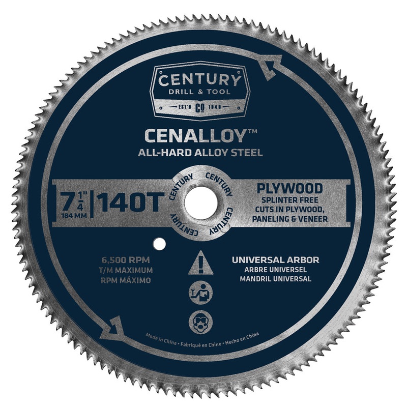 Century Drill And Tool Cenalloy Circular Saw Blade 7-1/4 X 140t X Universal Arbor Plywood