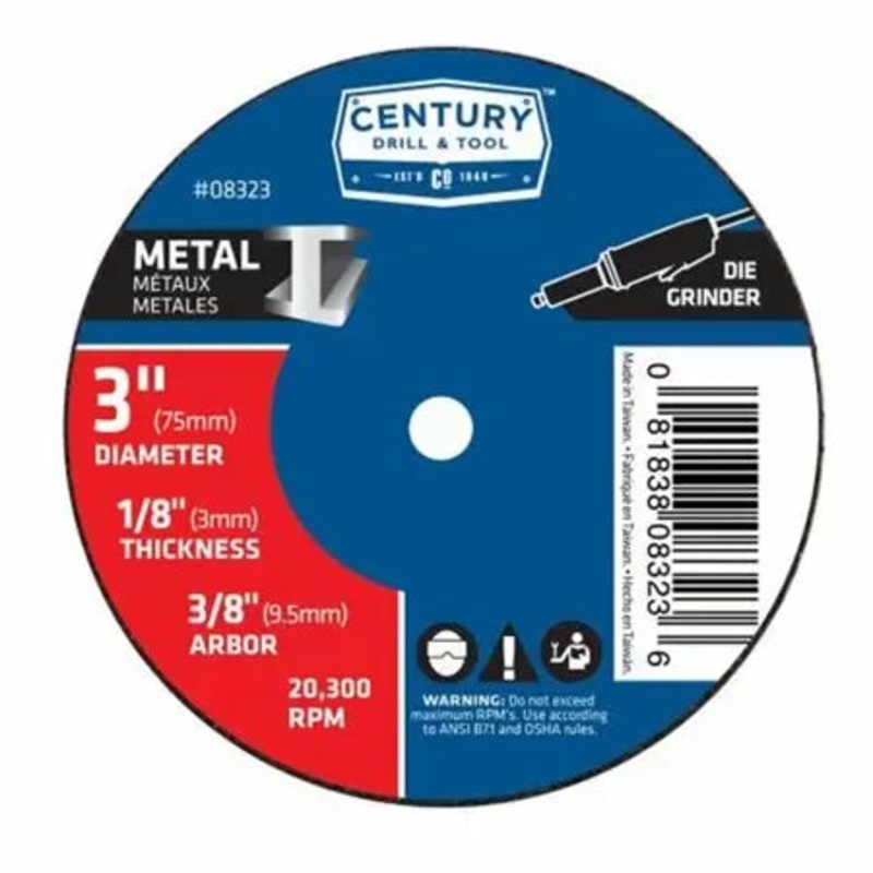 Century Drill And Tool Thick Type 1A Metal Cutting Wheel – 3 X 1/8