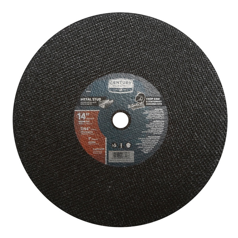 Century Drill And Tool Abrasive Saw Blade 14 Diameter 7/64 Thickness 1 Arbor Type 1a Stud Cut