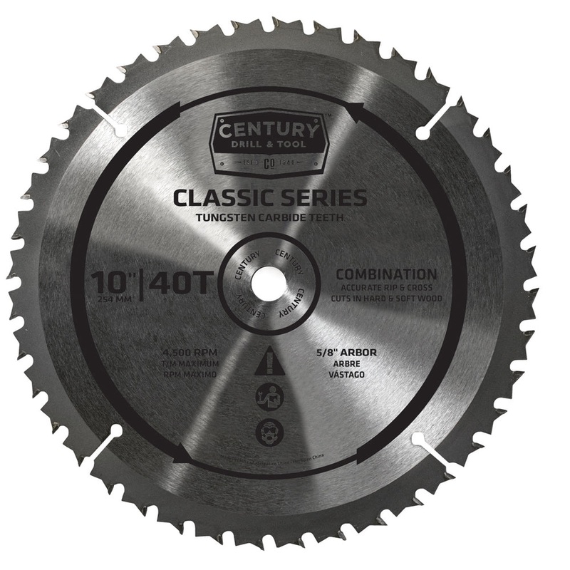 Century Drill And Tool Classic Series Circular Saw Blade 10 X 40t X 5/8 Arbor Combination