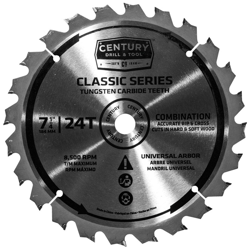 Century Drill And Tool Classic Series Circular Saw Blade 7-1/4 X 24t X Universal Arbor Combination