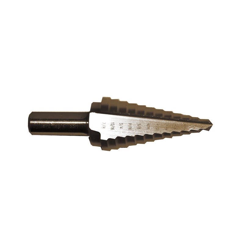 Century Drill And Tool Step Drill 12 Steps #4 3/16-7/8 Hss Zirconium Coated Step Depth 1/8 Shank 3/8