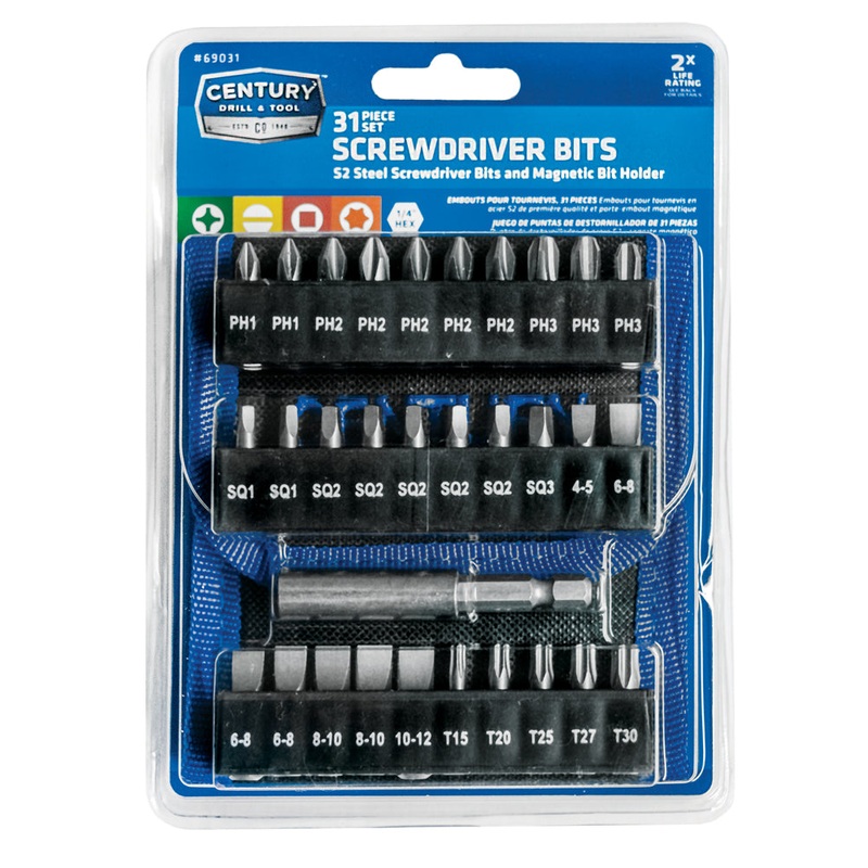 Century Drill And Tool 31 Piece S2 Screwdriver Bit Set