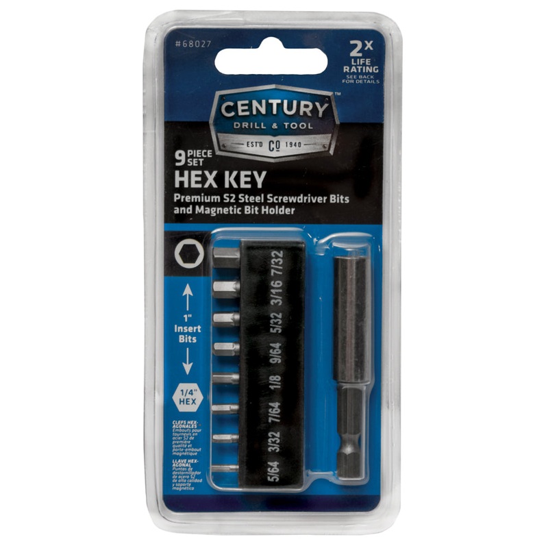 Century Drill And Tool 7 Piece S2 Hex Key Screwdriving Bit Set