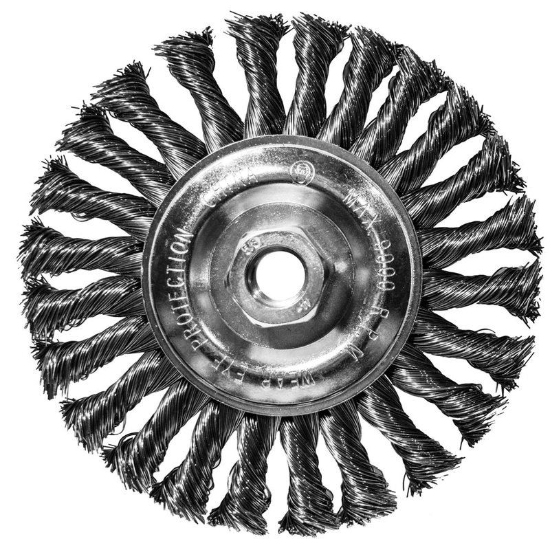 Century Drill And Tool Wire Wheel Coarse Cable Twist 6 Size 5/8 X 11 Arbor Safe Rpm 9,000