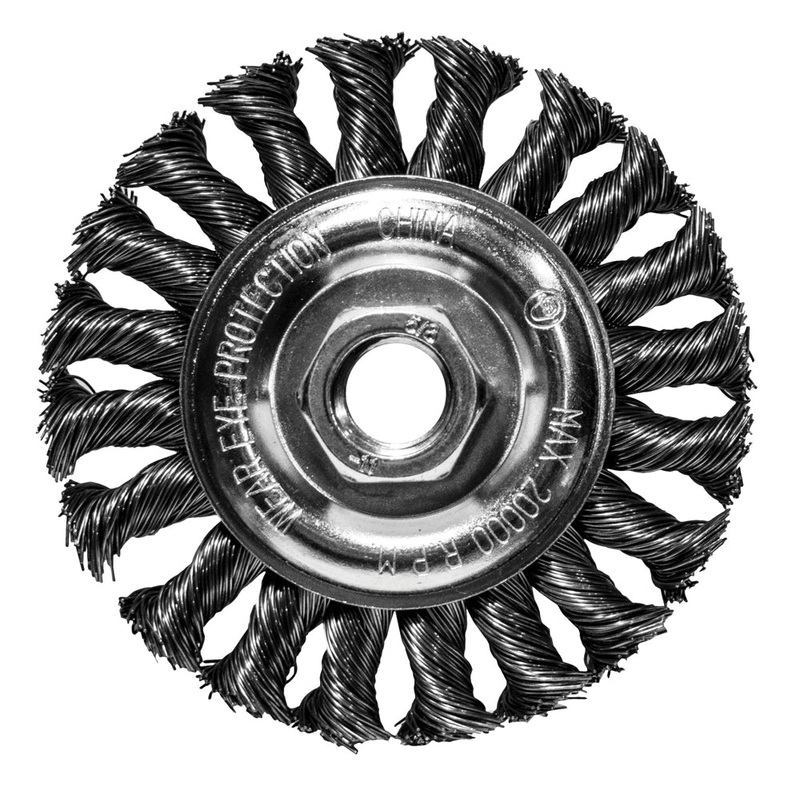 Century Drill And Tool Wire Wheel Coarse Knot 4 Size 5/8 X 11 Arbor Safe Rpm 12.500