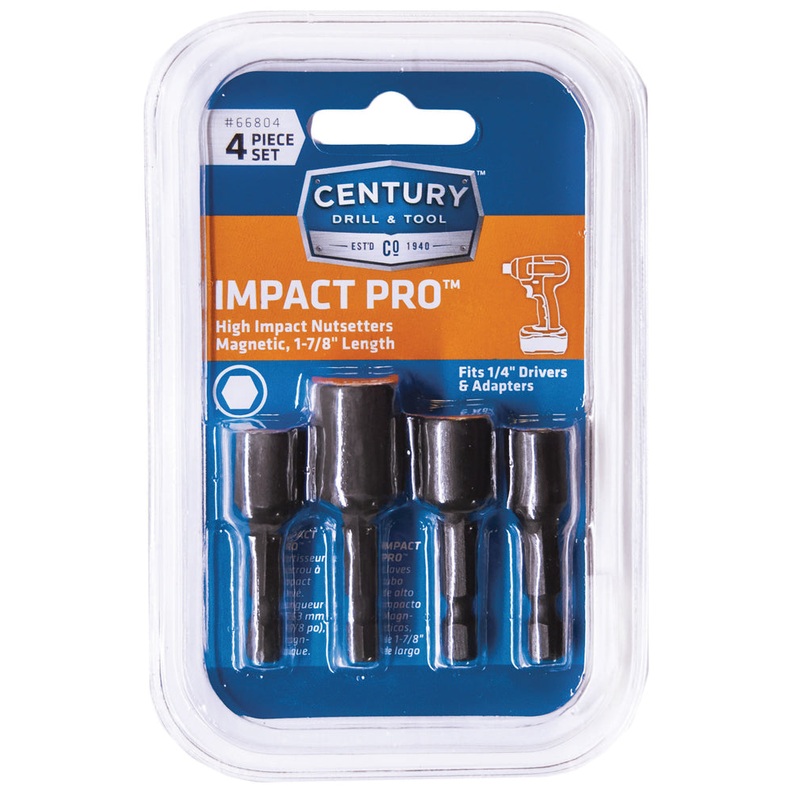 Century Drill And Tool 4 Piece Impact Pro Magnetic Nutsetter Set