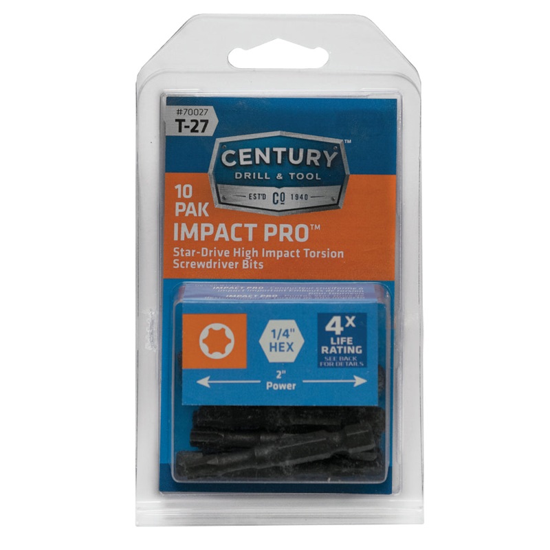 Century Drill And Tool Star Screwdriver Bit T27 Power Bit 2 Impact Pro 10 Pack