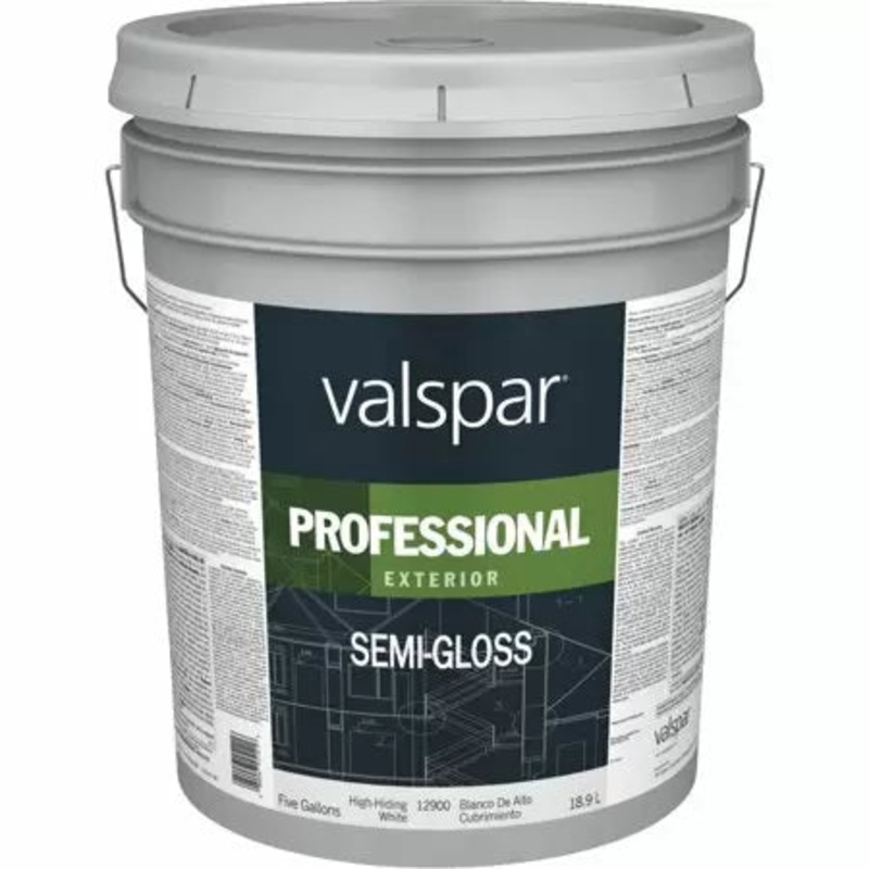 Valspar Professional Exterior Paint 5 Gallon Semi-Gloss Hi-Hide White (5 Gallon, Semi-Gloss Hi-Hide White)