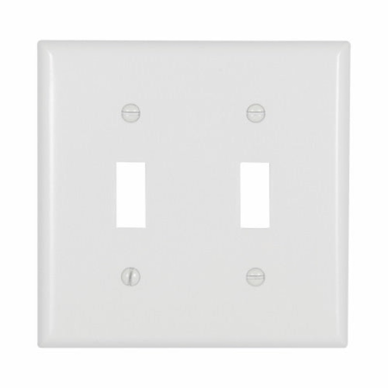 Eaton Cooper Wiring Toggle Wallplate, White 2 Gang