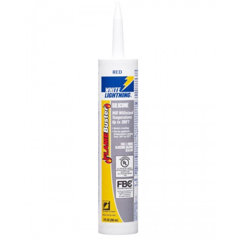 White Lightning Flame Buster Fire & Smoke Blocking- Silicone Sealant 10 oz. Red