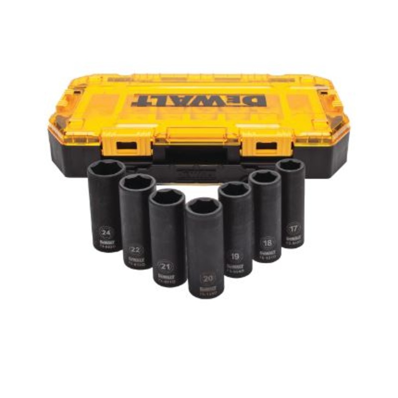 Dewalt 7 Piece Full Metric 1/2 Deep Impact Socket Set in Toughbox