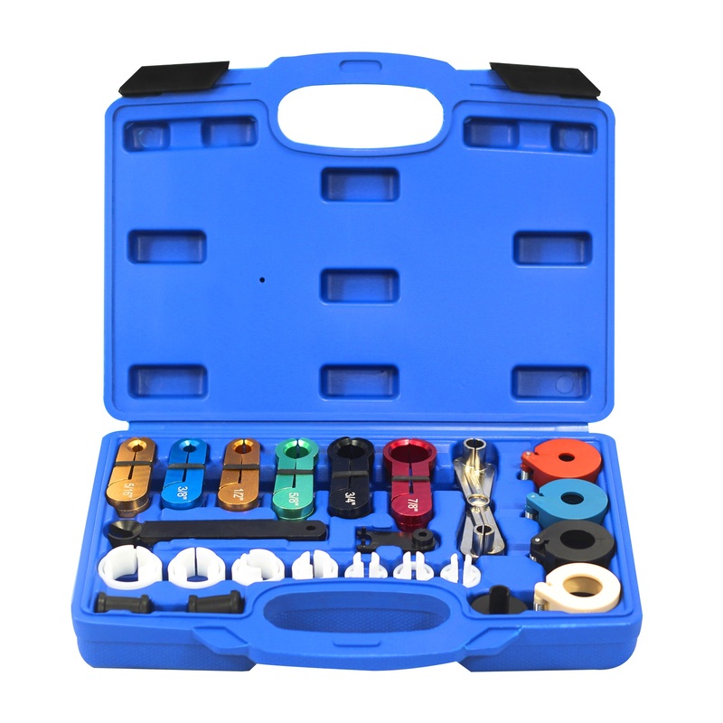 AutoWanderer Tool 22PCS Master Quick Disconnect Tools for Automotive AC Fuel Line Transmission Oil Cooler Line Disconnects,Include Scissor Remover,Compatible with Most Ford Chevy GM Models, Blue