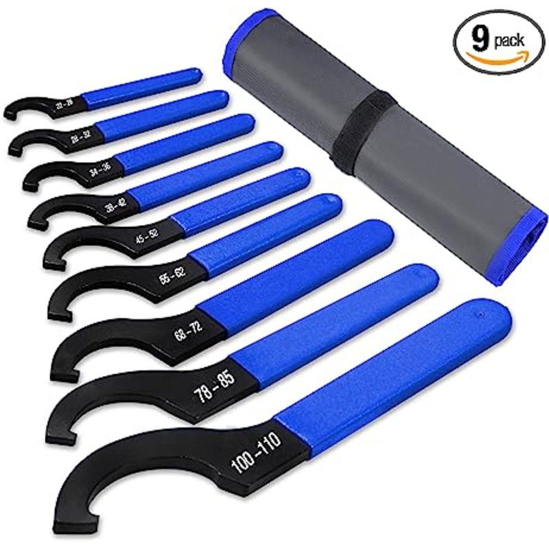 AutoWanderer Tool 9Pcs Coilover Spanner Wrench Set, Adjustable Shock Wrench Universal Carbon Steel Spanners for Most Coil Over Shock Adjustments