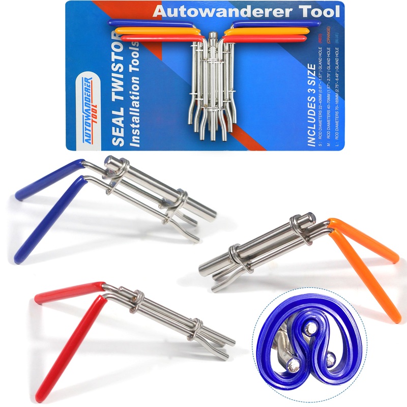 Autowanderer Tool Seal Twister Installation Tools – Hydraulic Cylinder Piston Rod Seal O-Rings Install Tool Set 3 PCS Hydraulic U-Cup Seal Twistor Installation Tool Kit With S M L