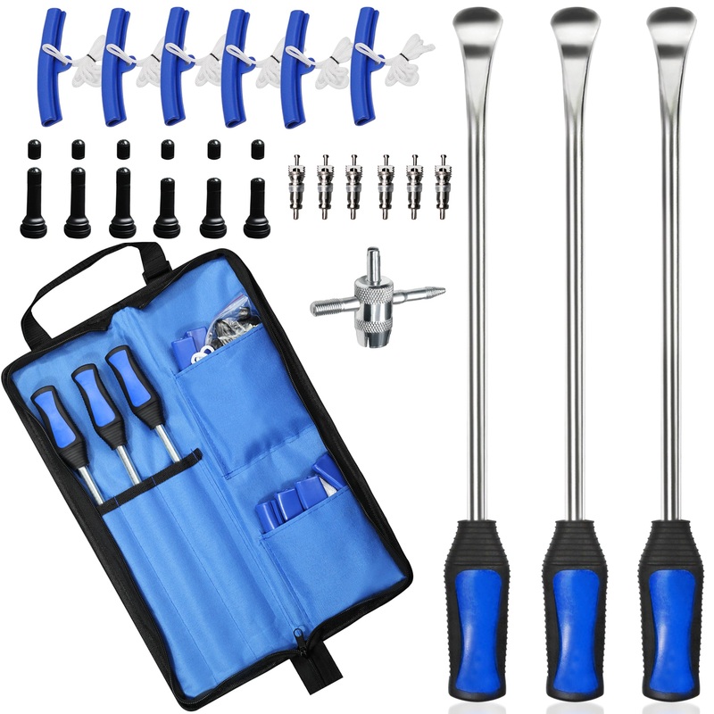 AutoWanderer Tool Tire Spoons Motorcycle Dirt Bike Tire Changing Tools Iron Set, Durable Steel Tire Spoon Levers Tire Changer Lawn Mower with Portable Bag