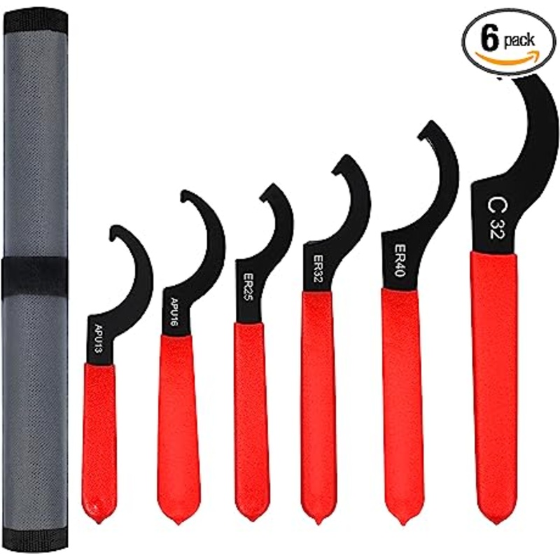 AutoWanderer Tool Universal Spanner Wrench Set 6Pcs Steel Adjustable Shock Wrench Coilover Spanner Motorcycle Coil Over Shock Adjustment Tool